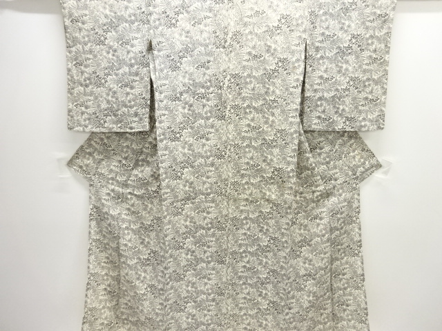 JAPANESE KIMONO / ANTIQUE HITOE KIMONO / SILK / FLORAL PLANTS